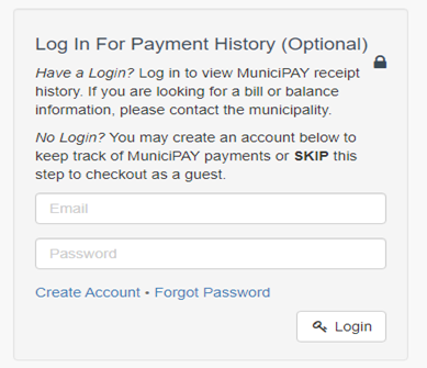 Municipay Log In for Payment History (Optional)